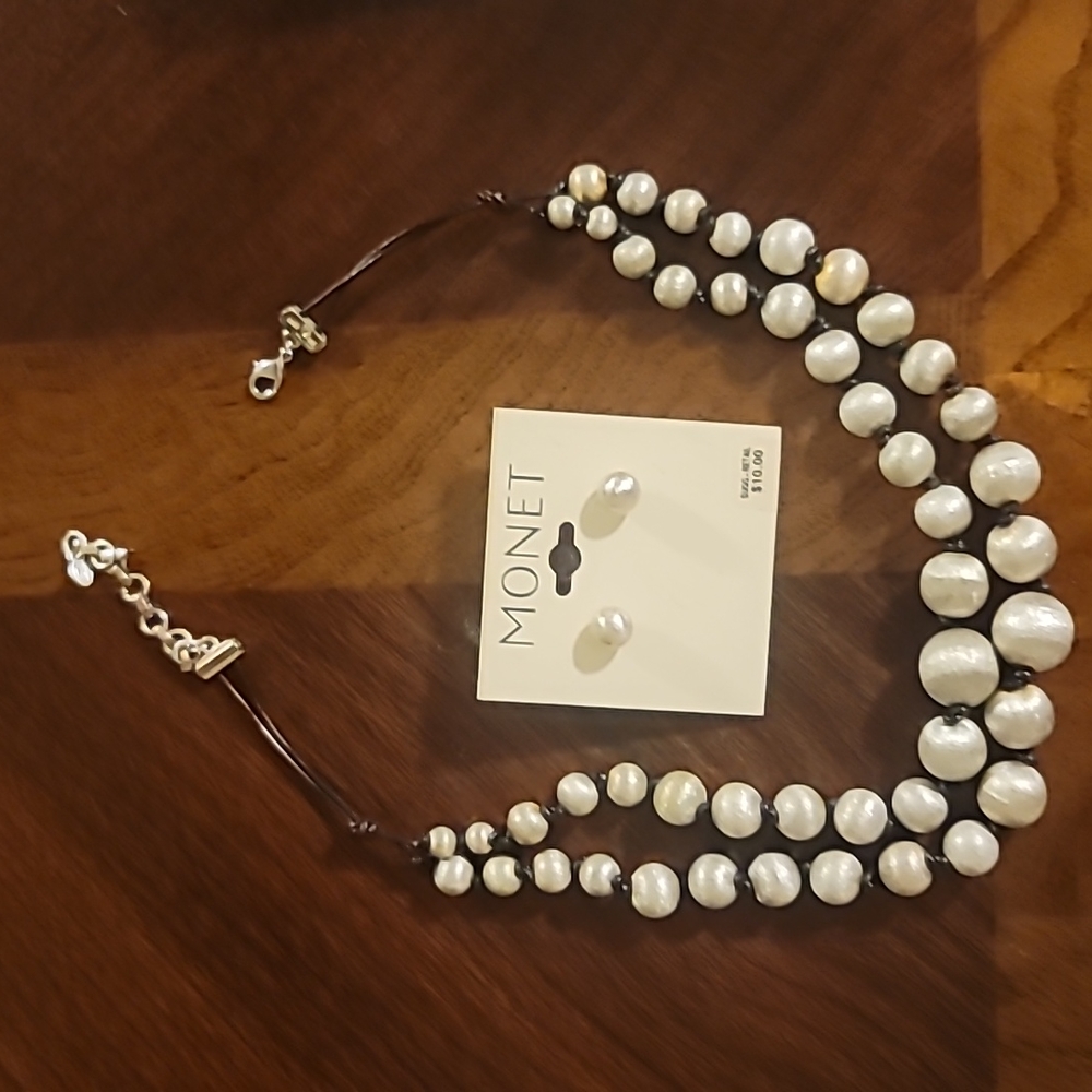 Monet 2-strand necklace with matching earrings